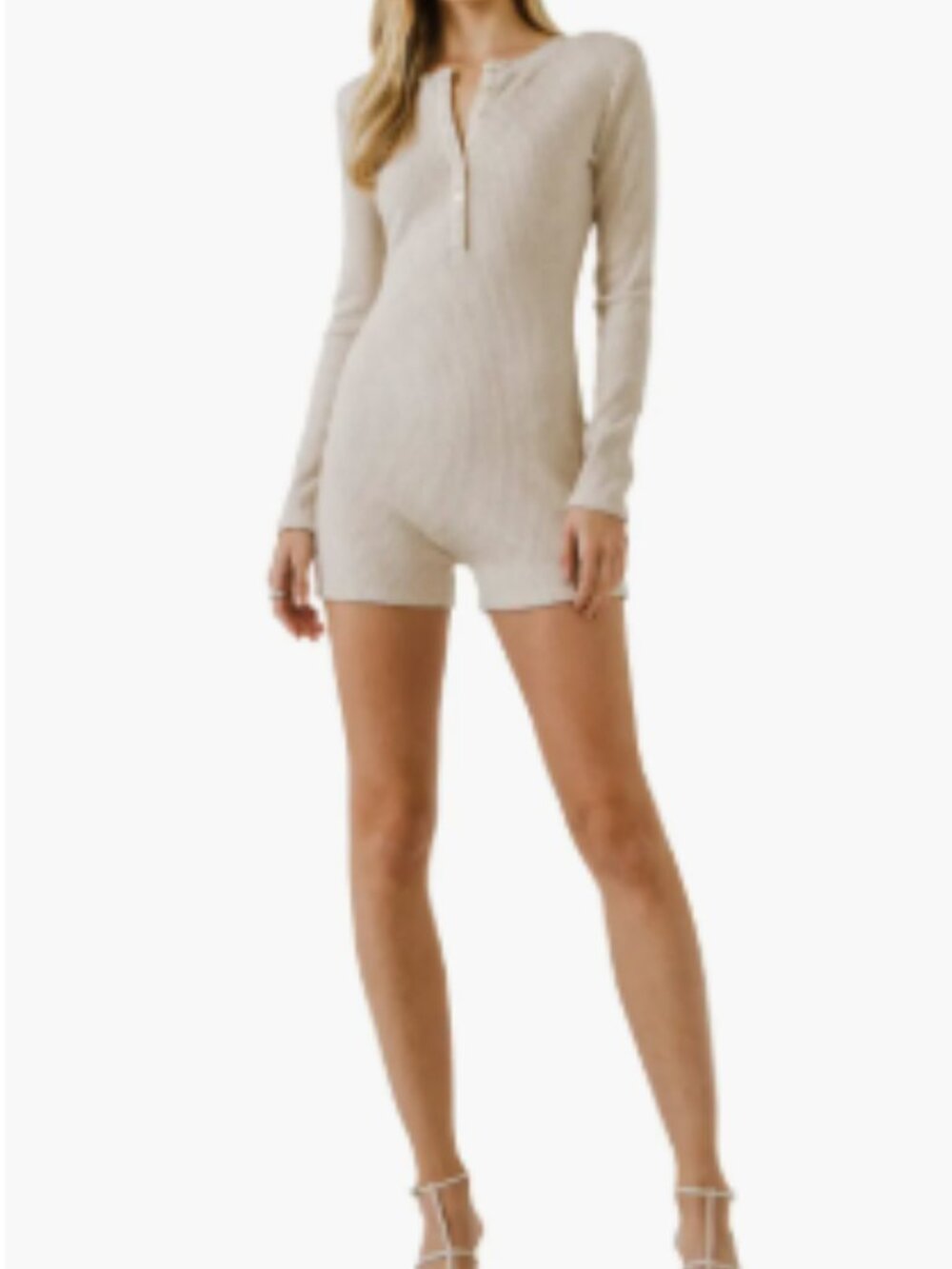 GREY LAB Rib Knit Romper Oatmeal Size Small NWT $70 Nordstrom